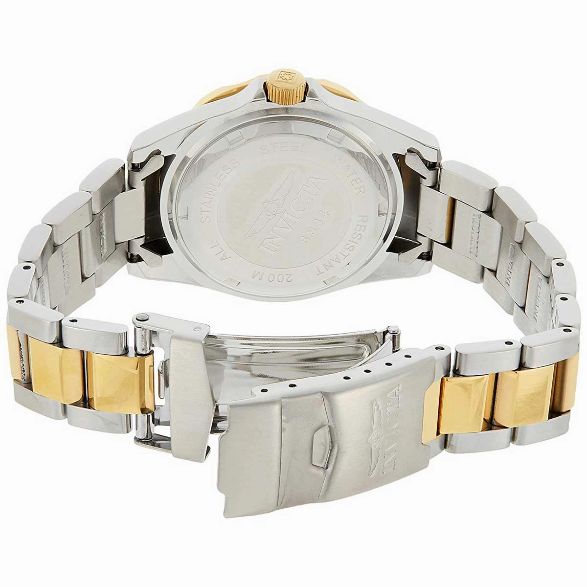 Invicta 8934 Men's Two Tone Yellow Steel Bracelet Quartz Pro Diver