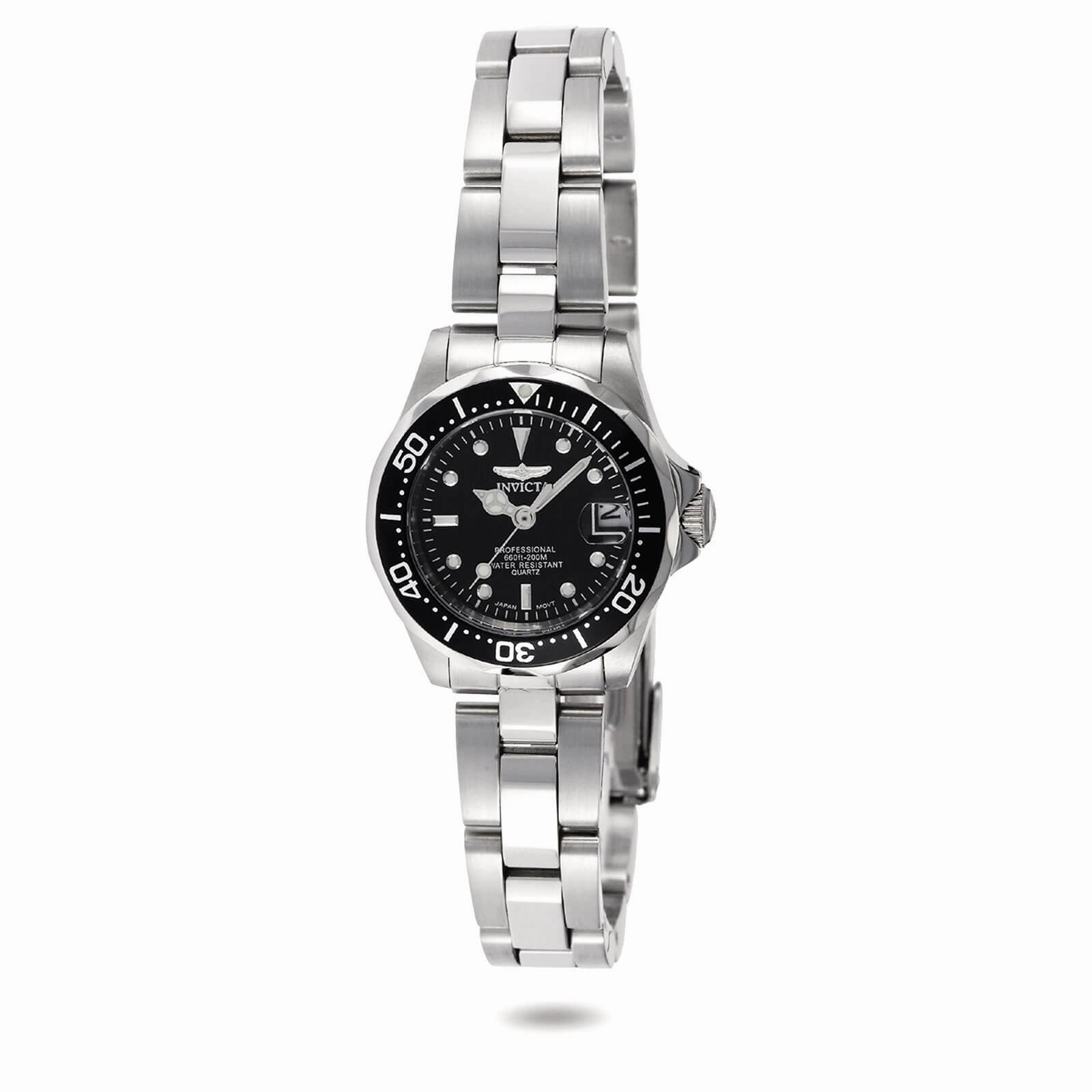 Invicta 8939 Women's Stainless Steel Bracelet Quartz Pro Diver Black Dial Date Watch