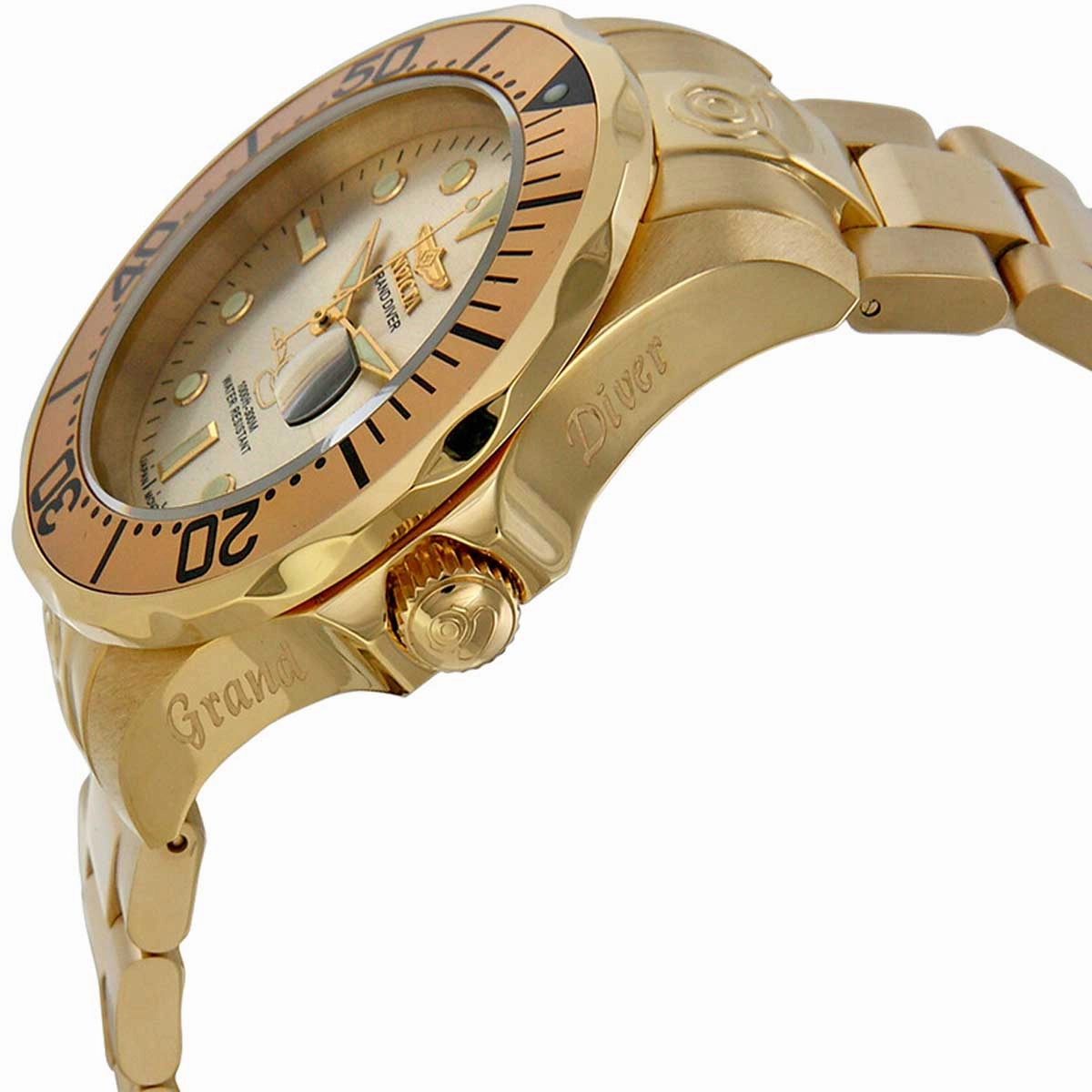 Invicta Men's Automatic Stainless Steel Watch - Grand Diver Gold Tone Dial | 3051