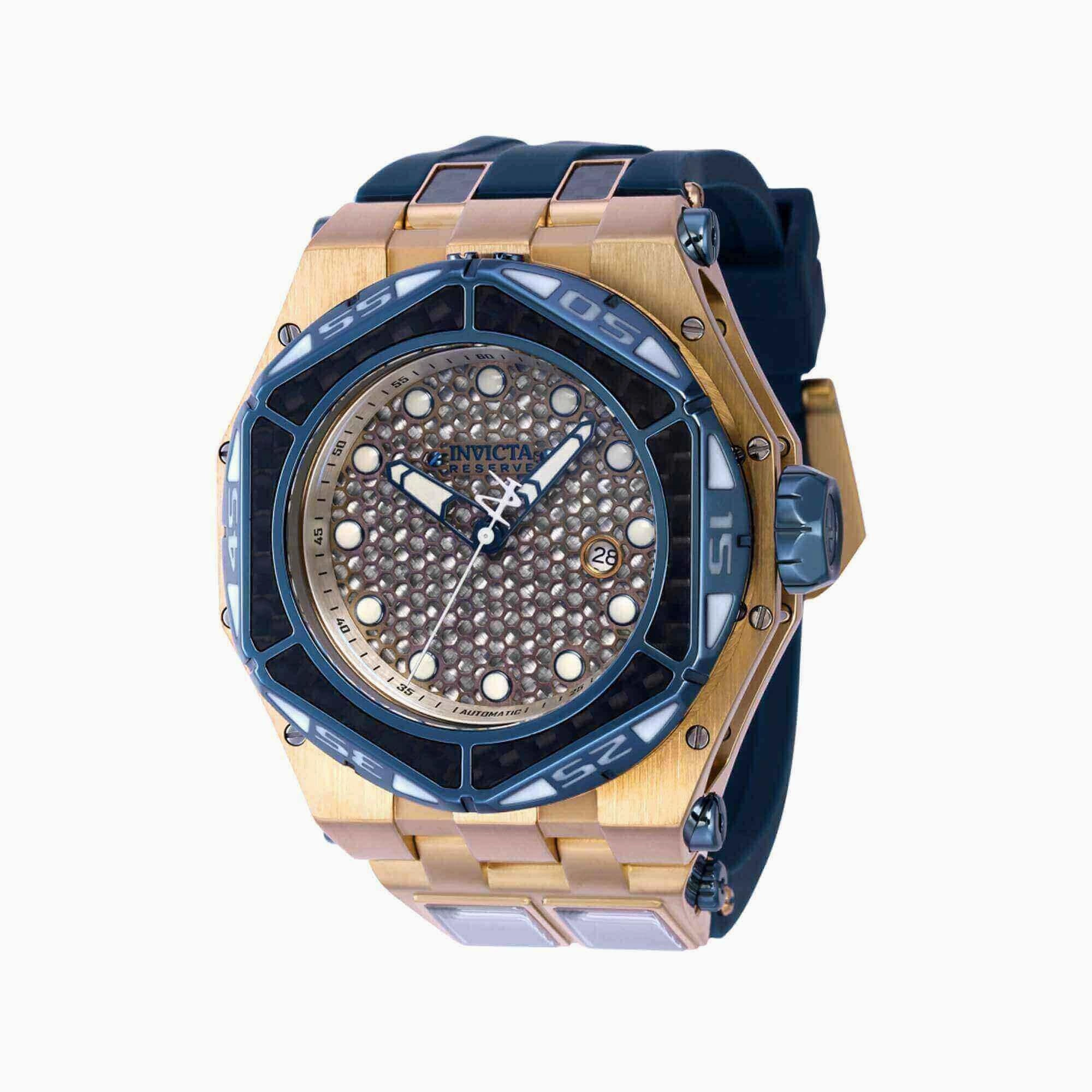 Invicta Men's Automatic Watch - Carbon Hawk Grey Dial Dual Time Zone Strap | 38913