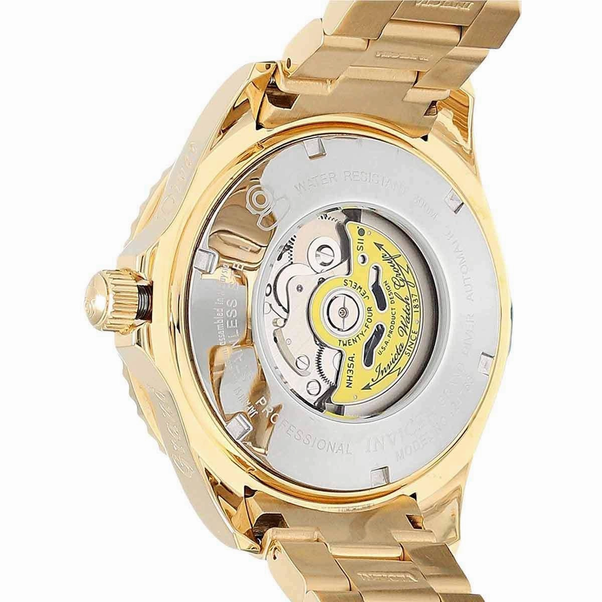 Invicta Men's Automatic Watch - Grand Diver Black Dial Yellow Steel Dive | 24766