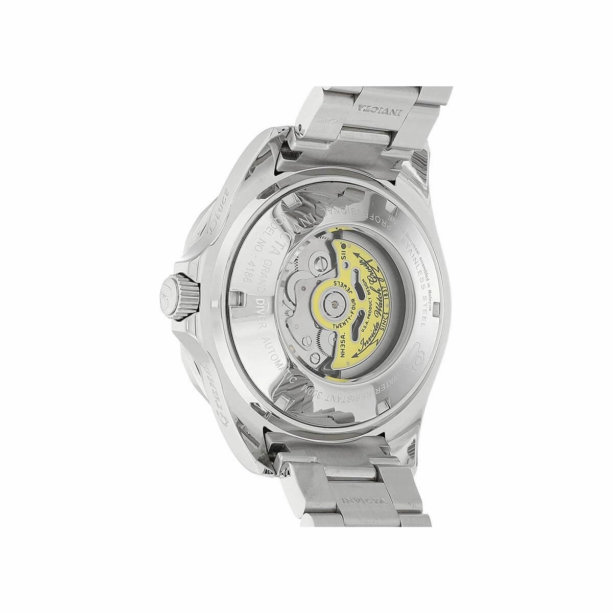 Invicta Men's Automatic Watch - Grand Diver Orange Dial Silver Steel Bracelet | 4186