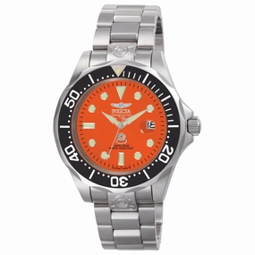 Invicta Men's Automatic Watch - Grand Diver Orange Dial Silver Steel Bracelet | 4186