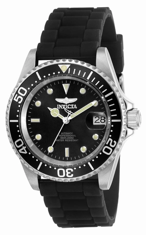 Invicta Men's Automatic Watch - Pro Diver Black Dial Black Silicone Strap | 23678