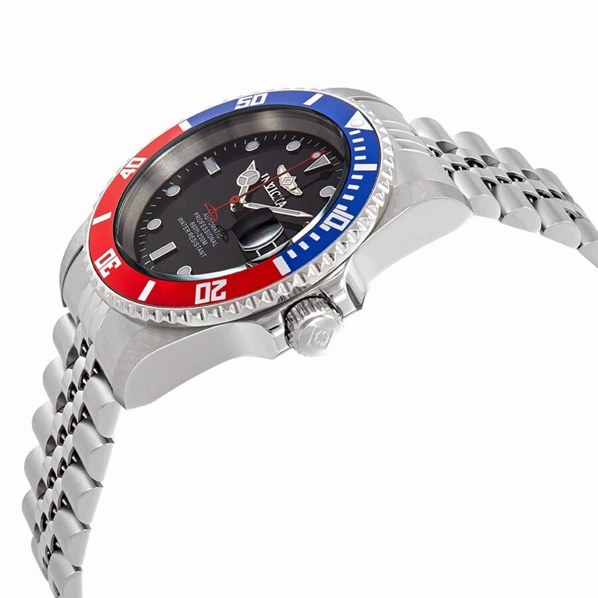 Invicta Men's Automatic Watch - Pro Diver Black Dial Silver Tone Bracelet | 29176