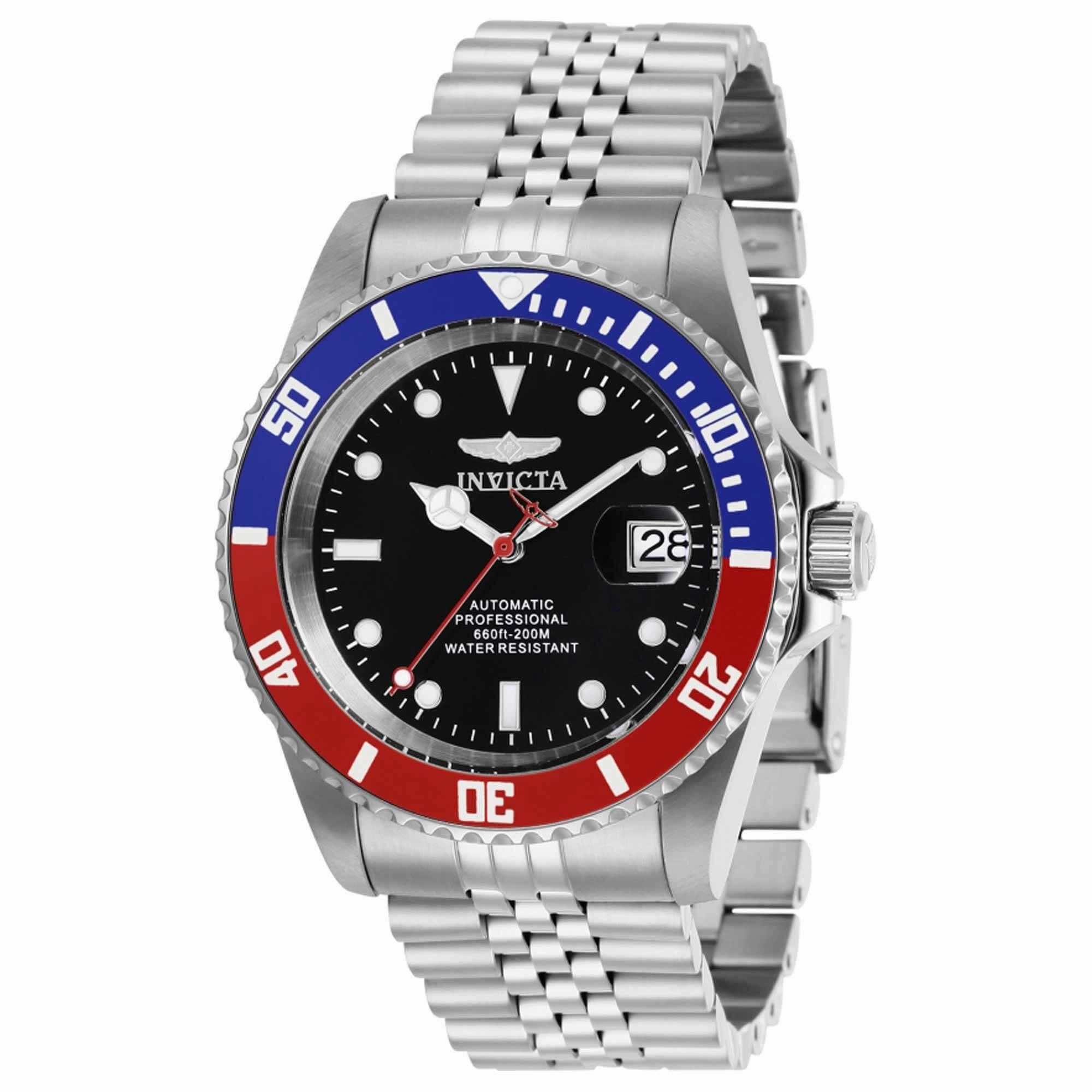 Invicta Men's Automatic Watch - Pro Diver Black Dial Silver Tone Bracelet | 29176