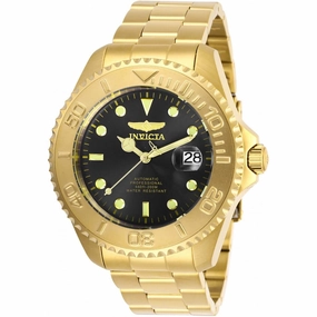 Invicta Men's Automatic Watch - Pro Diver Black Dial Yellow Gold Bracelet | 28952