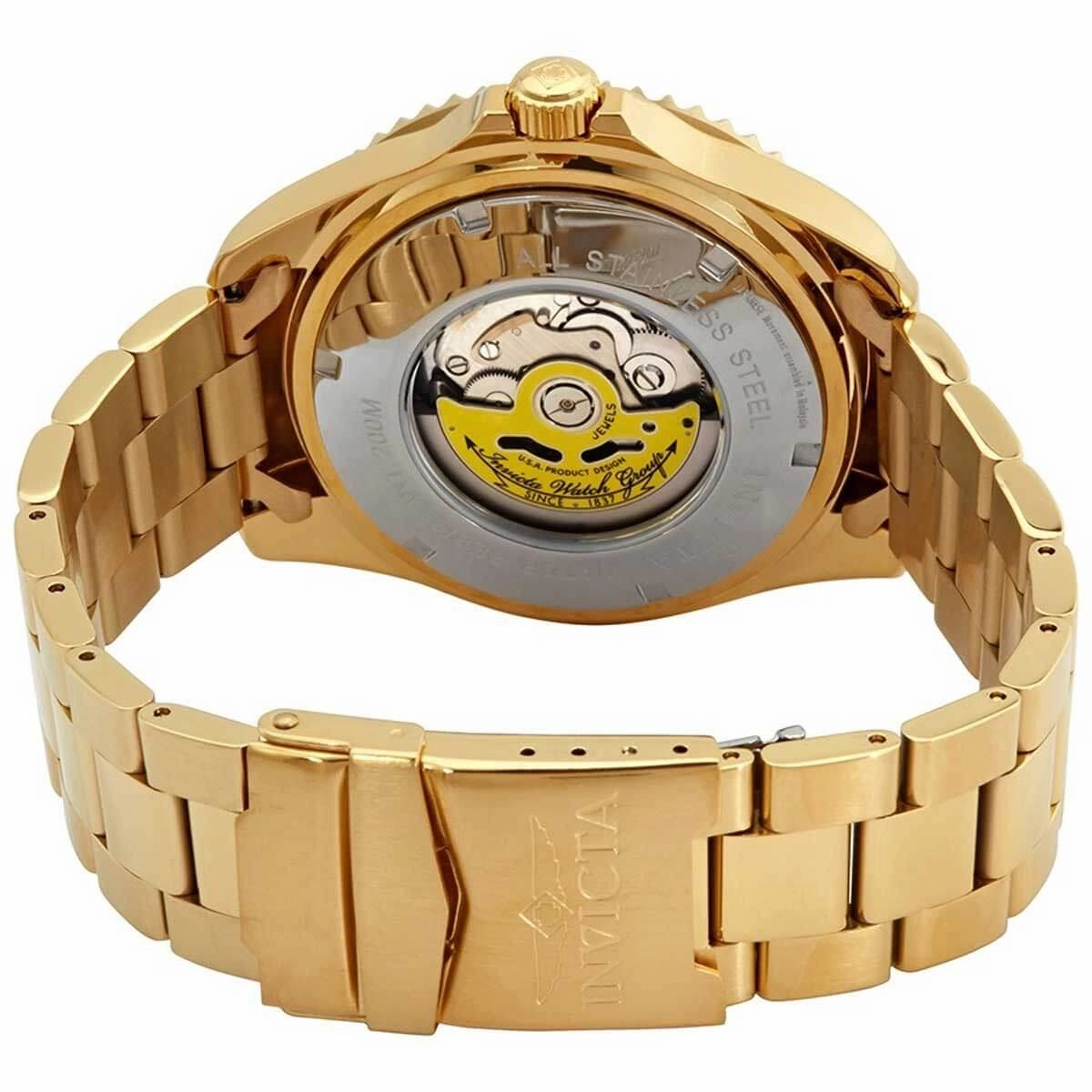 Invicta Men's Automatic Watch - Pro Diver Black Dial Yellow Gold Bracelet | 28952