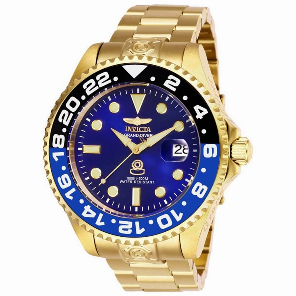 Invicta Men's Automatic Watch - Pro Diver Blue Dial Yellow Gold Bracelet | 27971