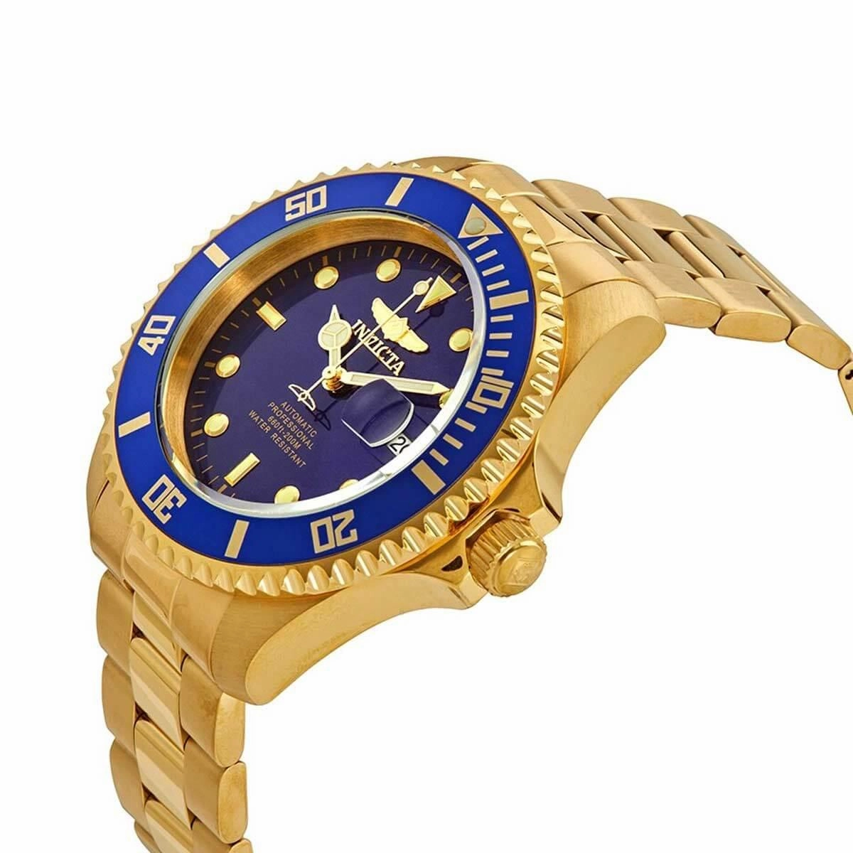 Invicta Men's Automatic Watch - Pro Diver Blue Dial Yellow Gold Bracelet | 28949