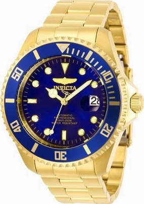 Invicta Men's Automatic Watch - Pro Diver Blue Dial Yellow Gold Bracelet | 28949