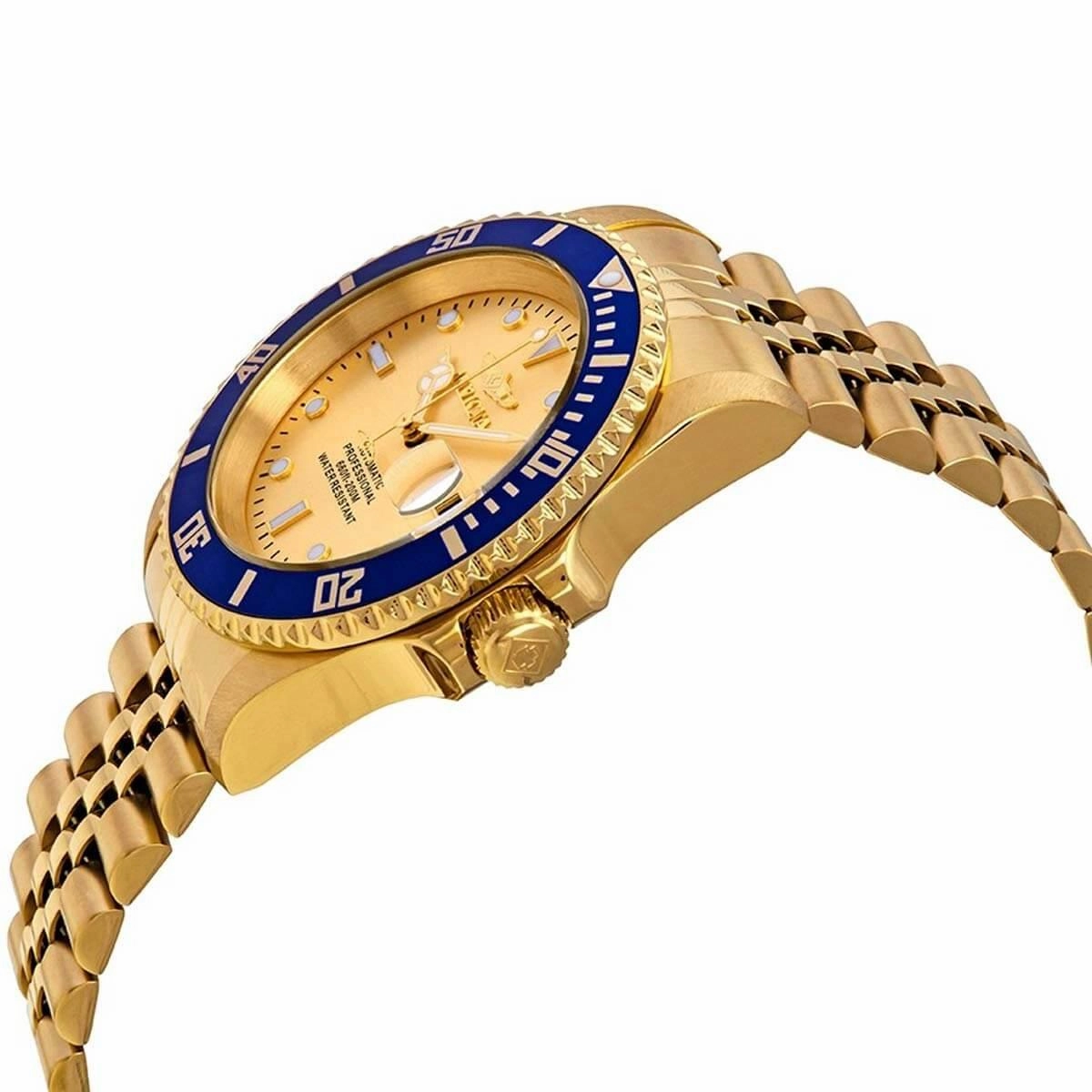 Invicta Men's Automatic Watch - Pro Diver Champagne Dial Yellow Gold Bracelet | 29185