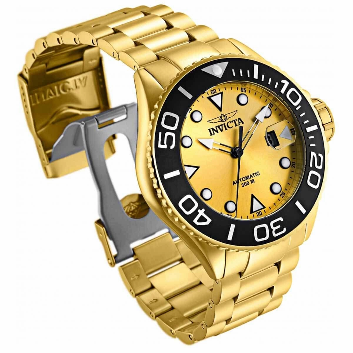 Invicta Men's Automatic Watch - Pro Diver Gold Dial Yellow Gold Bracelet Dive | 28760