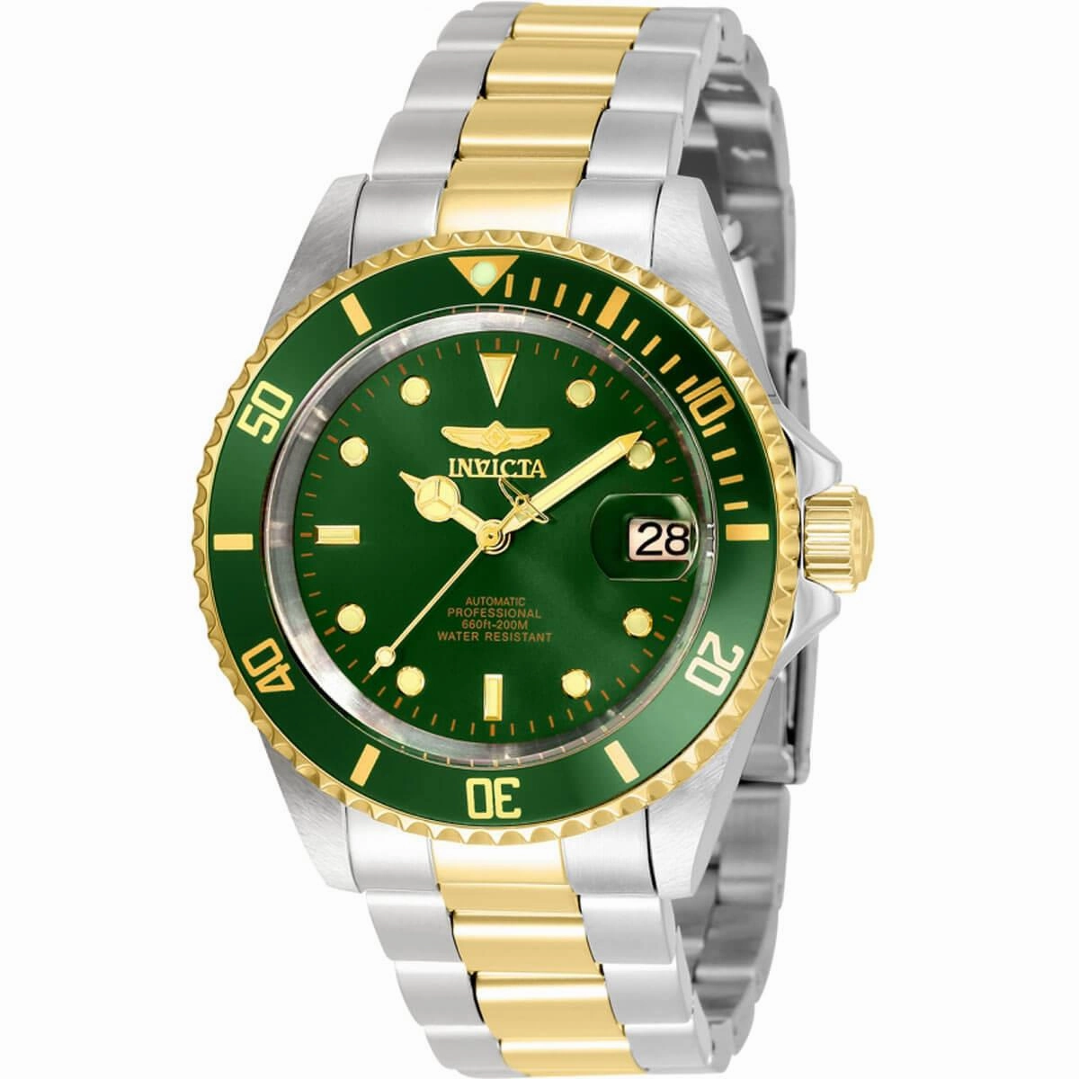 Invicta Men's Automatic Watch - Pro Diver Green Dial Bracelet Date Display | 35700