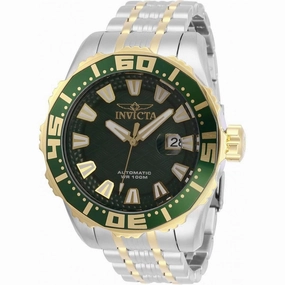 Invicta Men's Automatic Watch - Pro Diver Green Dial Two Tone Bracelet | 30294