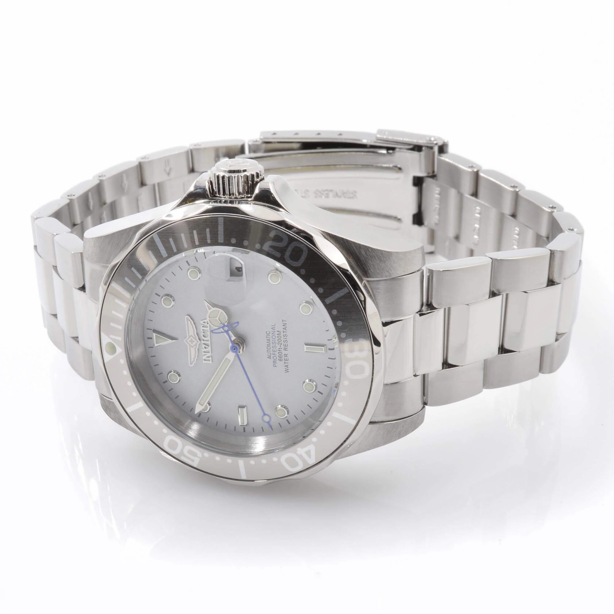 Invicta Men's Automatic Watch - Pro Diver Grey Dial Stainless Steel Bracelet | 9610