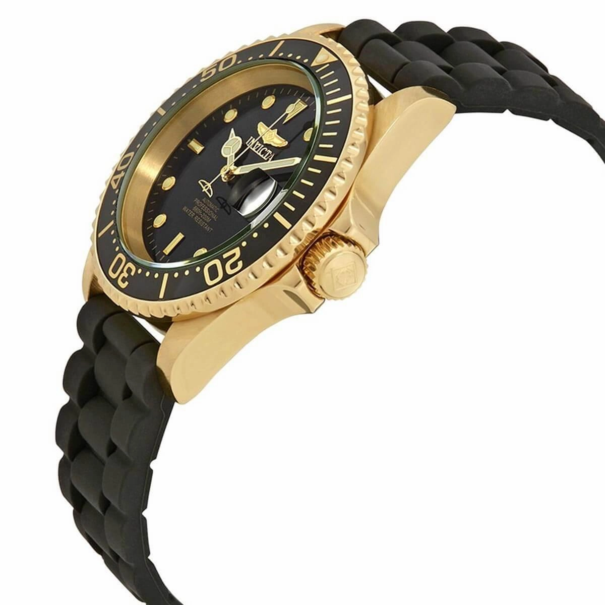 Invicta Men's Automatic Watch - Pro Diver Rotating Bezel Black Silicone Strap | 23681