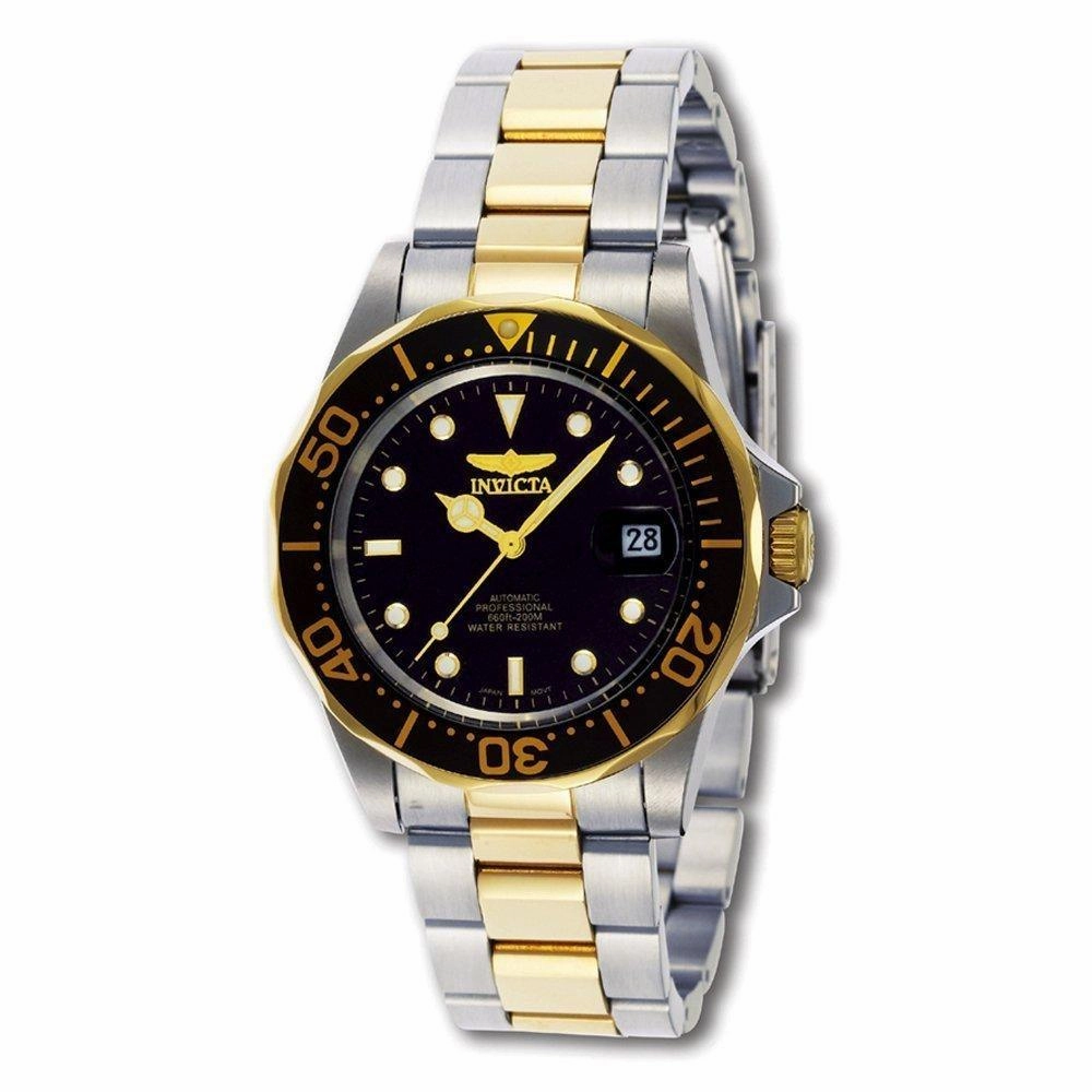 Invicta Men's Automatic Watch - Pro Diver Two Tone Yellow Bracelet Black Dial | 8927