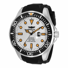 Invicta Men's Automatic Watch - Pro Diver White Dial Black Silicone Strap | 33600