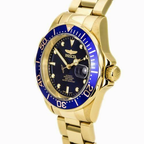 Invicta Men's Automatic Watch - Pro Diver Yellow Steel Bracelet Blue Dial Date | 8930