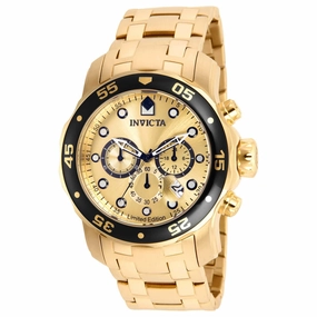 Invicta Men's Chrono Watch - Pro Diver Gold Tone Dial Black Rotating Bezel | ILE0072A