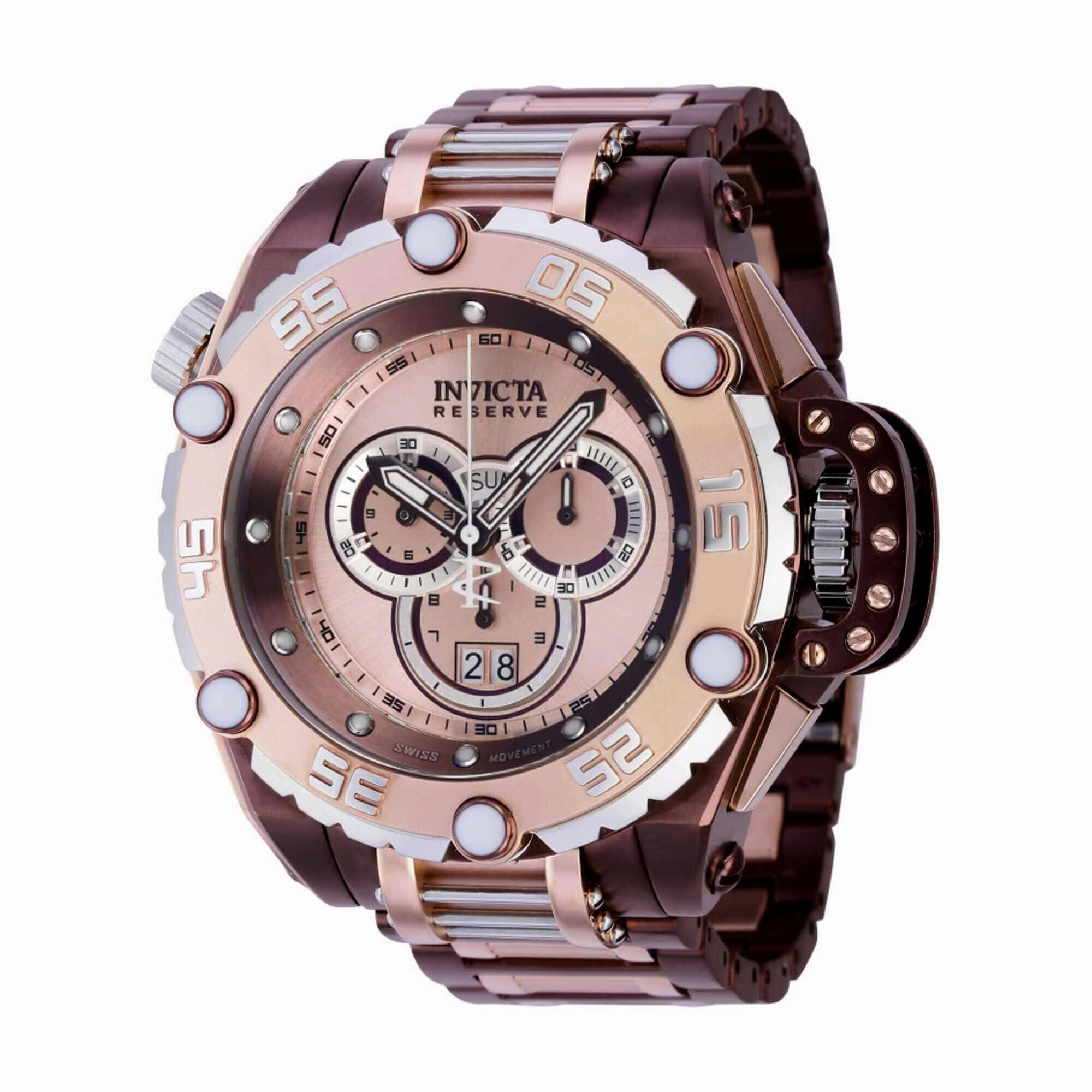 Invicta Men's Chrono Watch - Reserve Flying Fox Rose Gold, Silver, Brown Dial | 39550