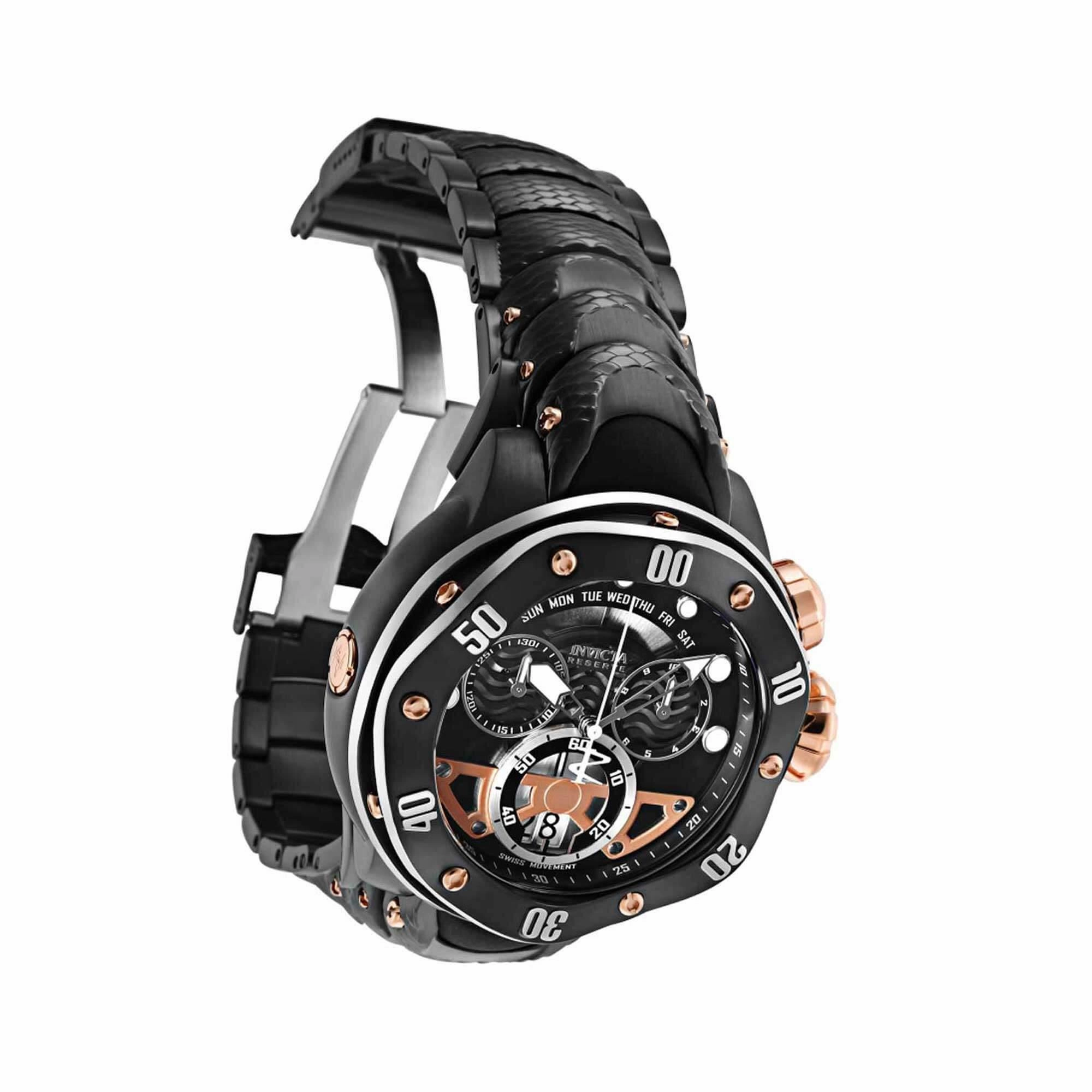 Invicta Men's Chrono Watch - Reserve Kraken Black, Silver, Rose Gold Dial | 33485
