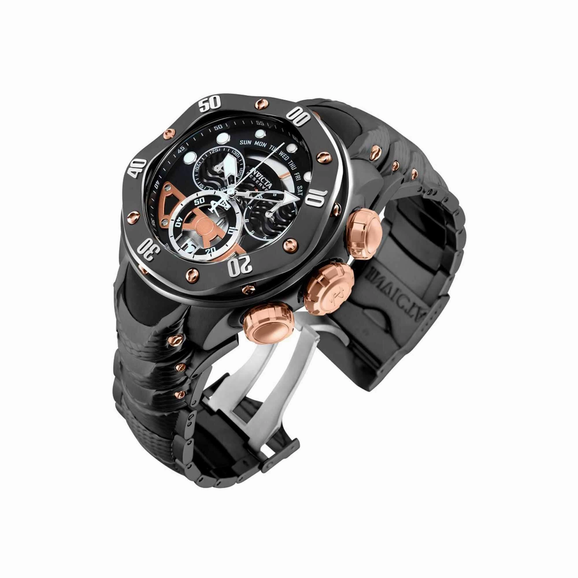 Invicta Men's Chrono Watch - Reserve Kraken Black, Silver, Rose Gold Dial | 33485
