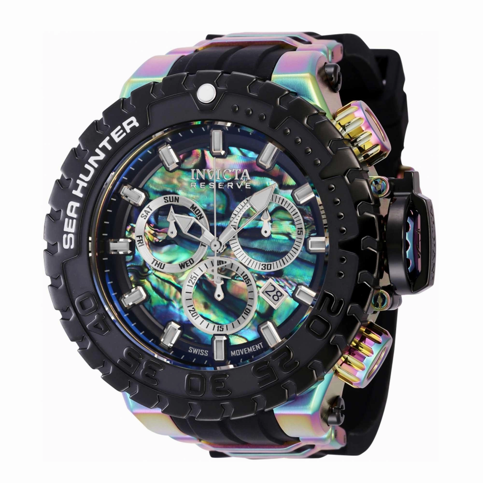 Invicta Men's Chrono Watch - Sea Hunter Iridescent Steel and Black Strap | 41015