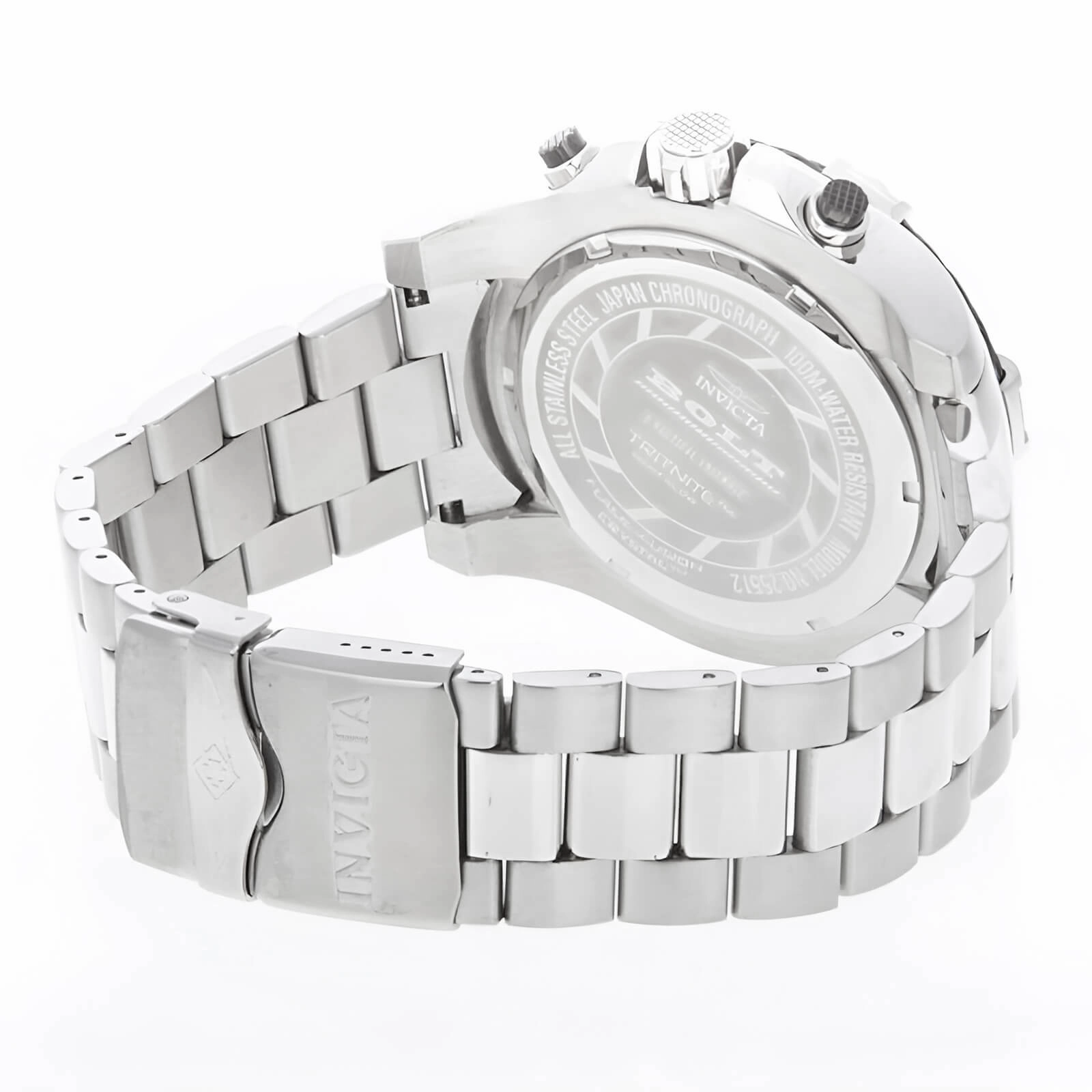 Invicta Men's Chronograph Watch - Bolt Black Dial Stainless Steel Bracelet | 25512