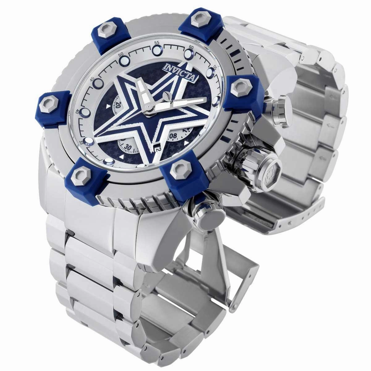 Invicta Men's Chronograph Watch - NFL Dallas Cowboys Quartz Silver and Blue Dial | 35498
