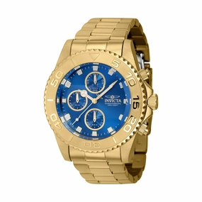 Invicta Men's Chronograph Watch - Pro Diver Blue Dial Yellow Gold Bracelet | 43409