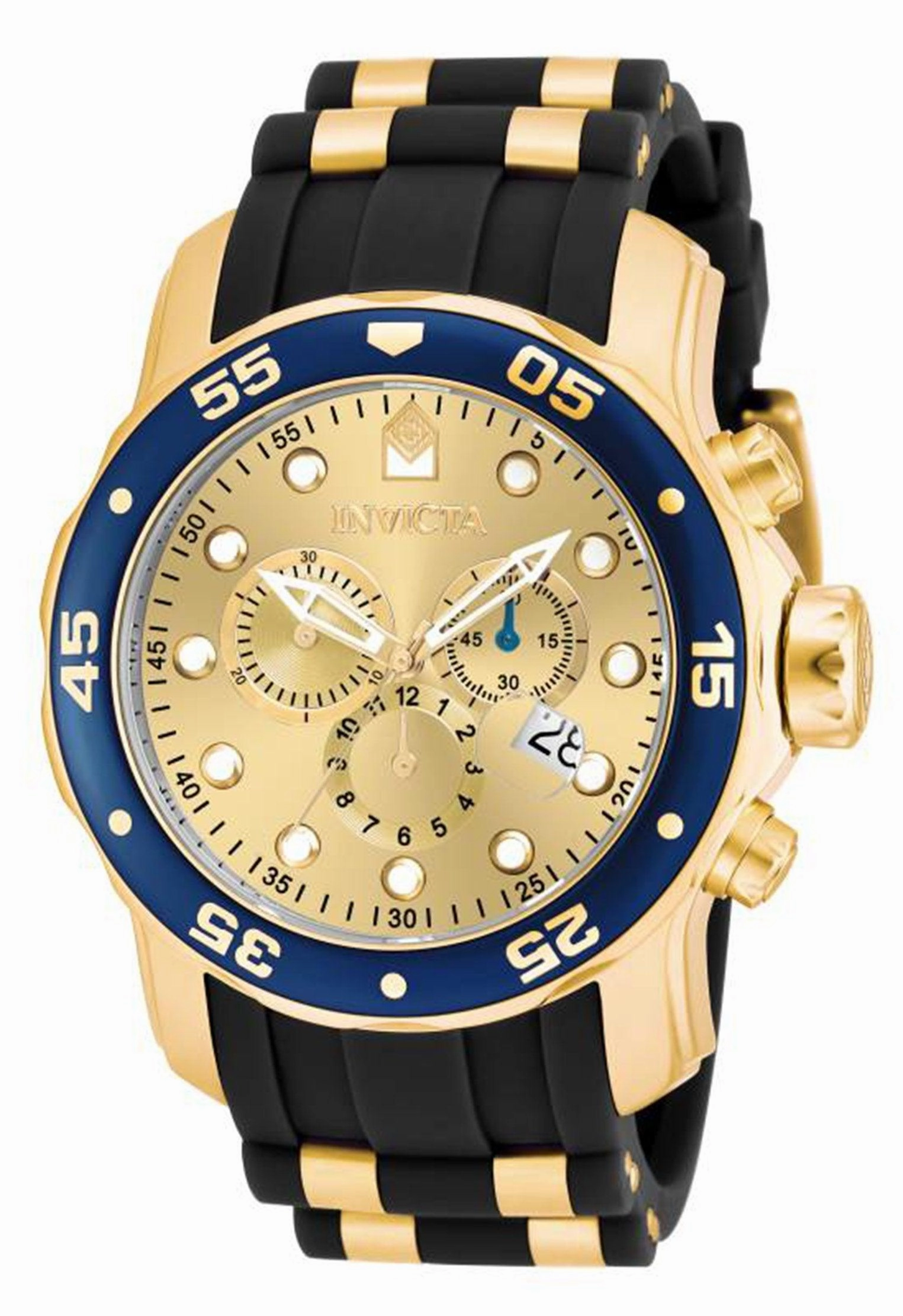 Invicta Men's Chronograph Watch - Pro Diver Steel & Polyurethane Strap Champagne Dial