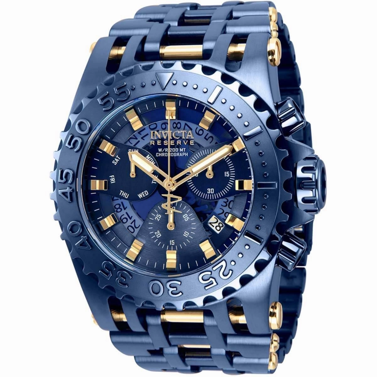 Invicta Men's Chronograph Watch - Reserve Blue Dial Two Tone Bracelet | 30120
