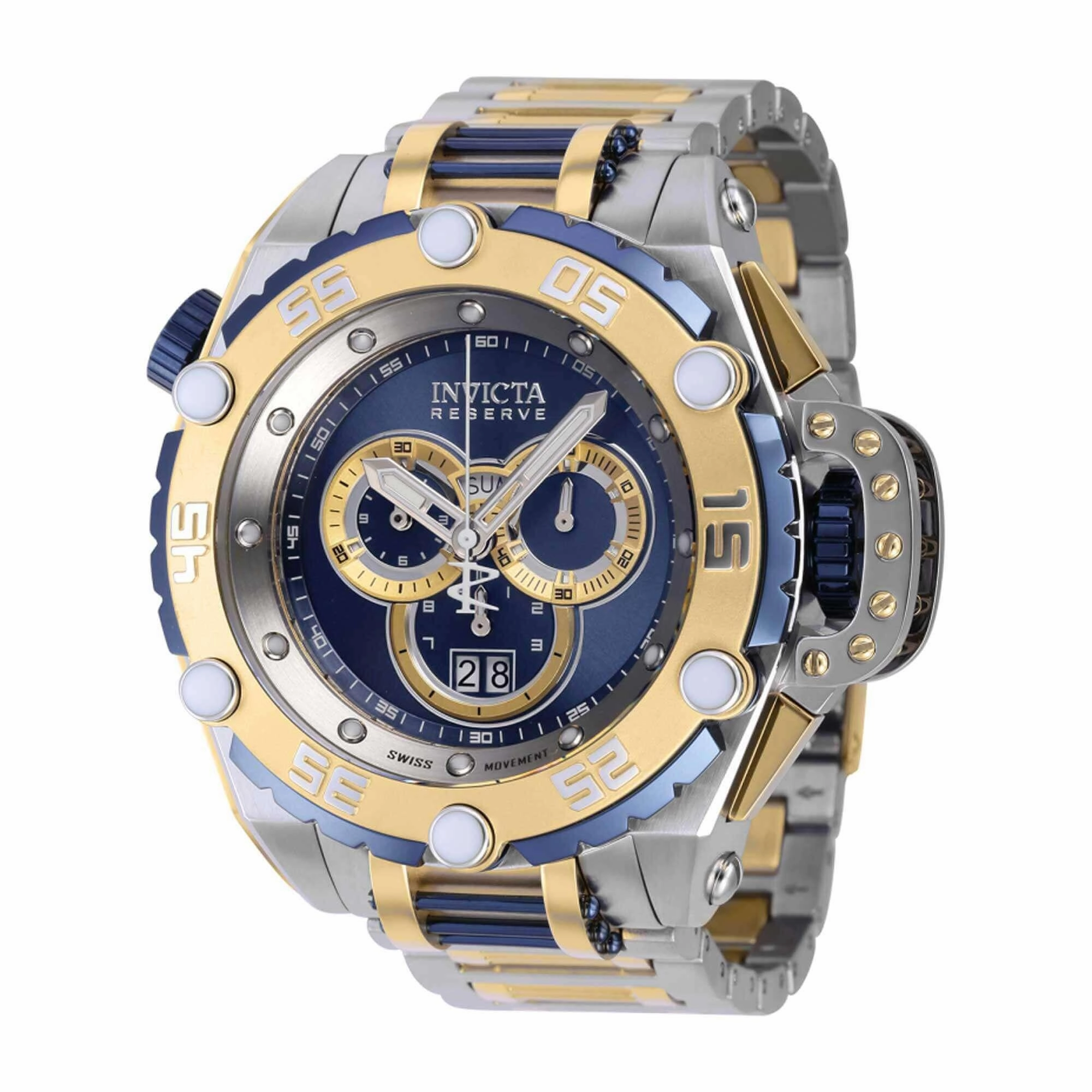 Invicta Men's Chronograph Watch - Reserve Flying Fox Gold, Silver, Blue Dial | 39549
