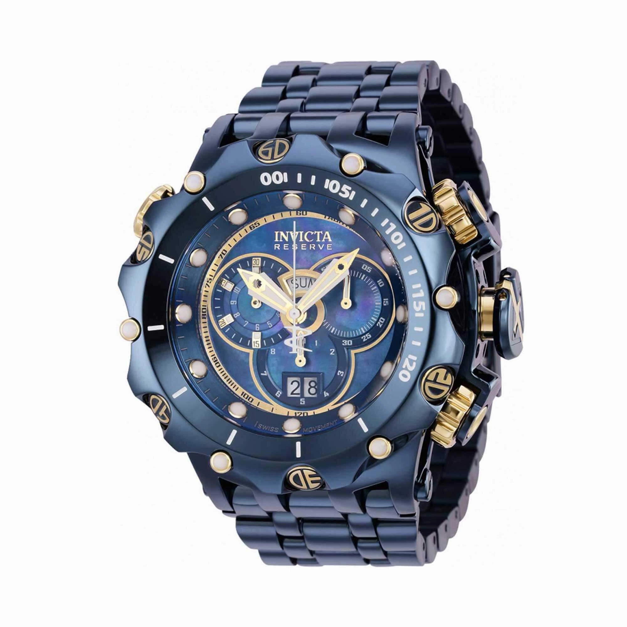 Invicta Men's Chronograph Watch - Reserve Venom Dark Blue and Gold Tone Dial | 35655
