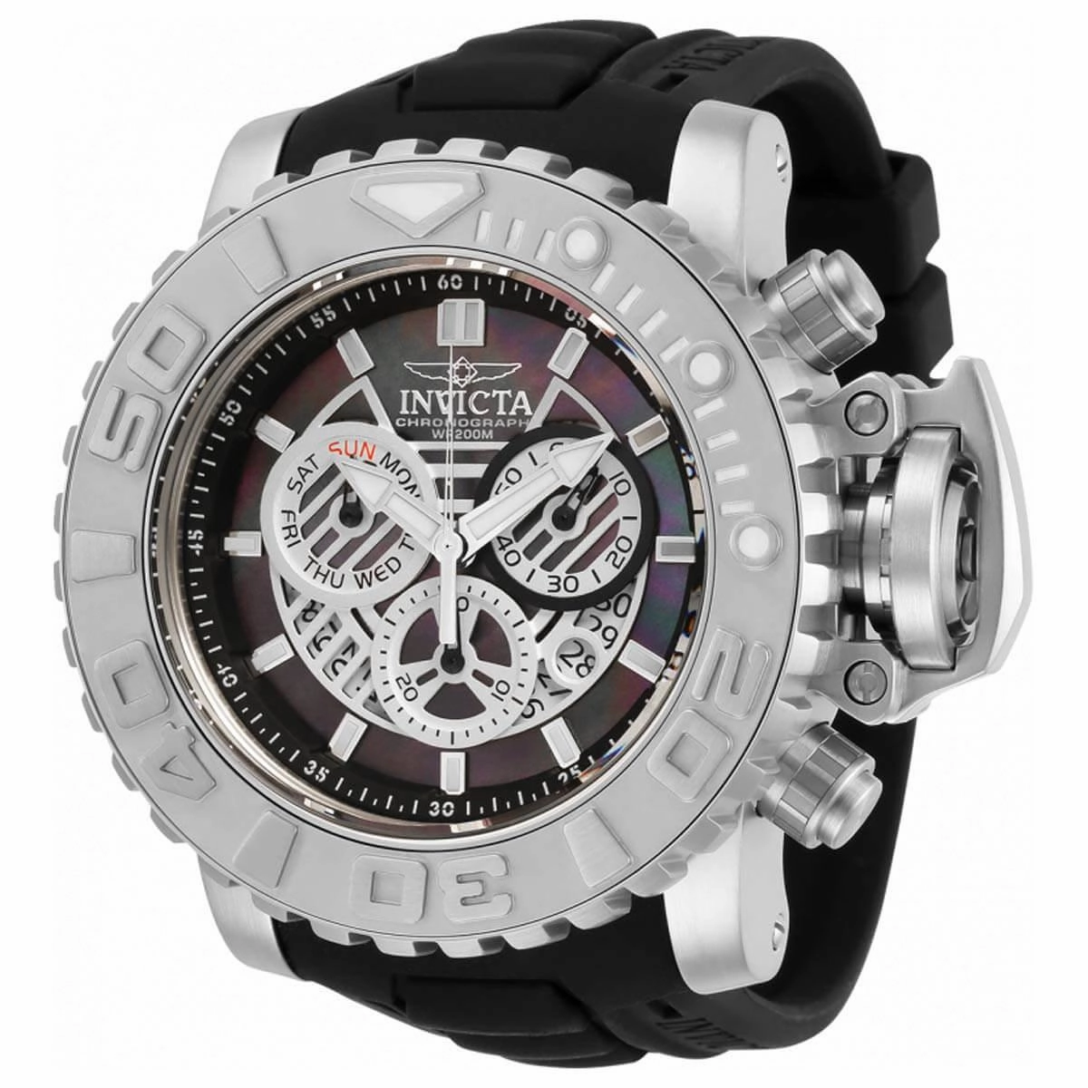 Invicta Men's Chronograph Watch - Sea Hunter Black MOP and Silver Tone Dial | 32638