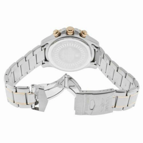 Invicta Men's Chronograph Watch - Specialty Black Dial Two Tone Steel Bracelet