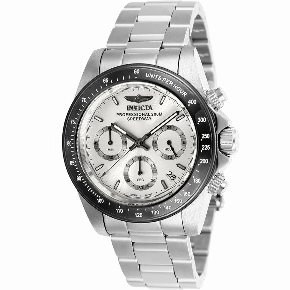 Invicta Men's Chronograph Watch - Speedway Black Bezel Silver Tone Dial | 26111