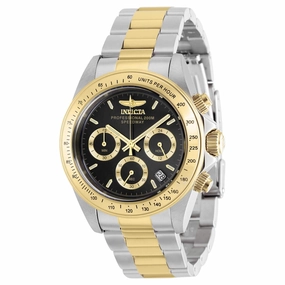 Invicta Men's Chronograph Watch - Speedway Black Dial Two Tone Bracelet | 37172