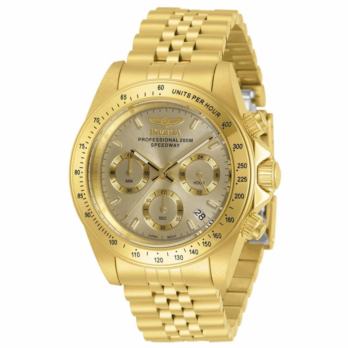 Invicta Men's Chronograph Watch - Speedway Gold Tone Dial Steel Bracelet | 30997