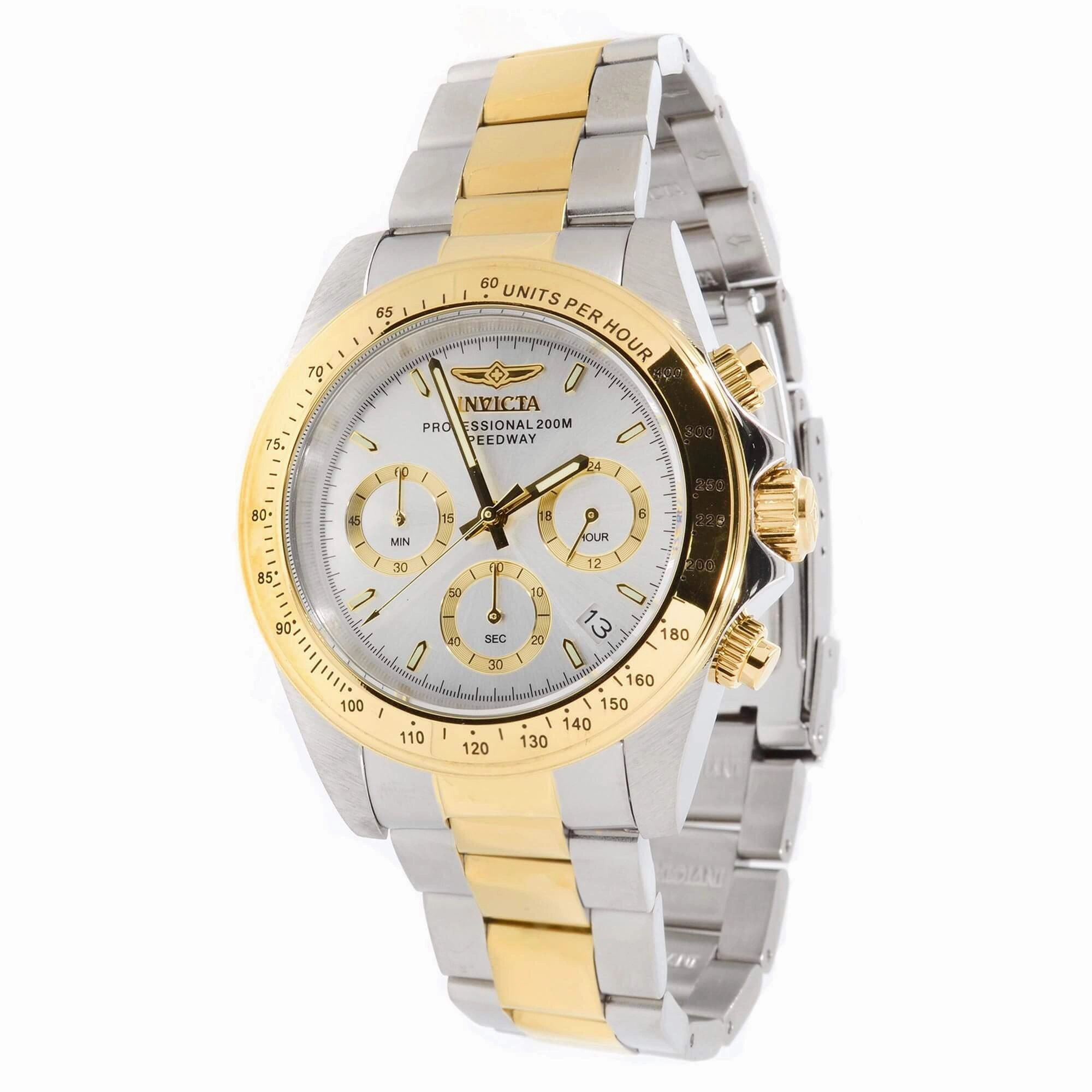Invicta Men's Chronograph Watch - Speedway Silver Tone Dial Two Tone Case | 37170