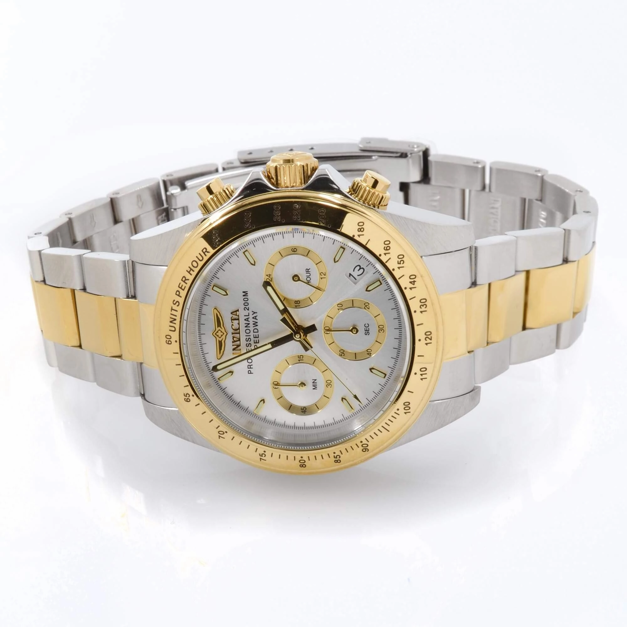 Invicta Men's Chronograph Watch - Speedway Silver Tone Dial Two Tone Case | 37170