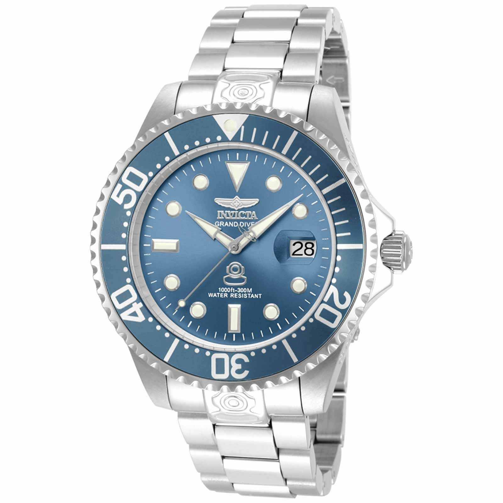 Invicta Men's Grand Diver Automatic Watch - Blue Dial Steel Bracelet Date | 13859