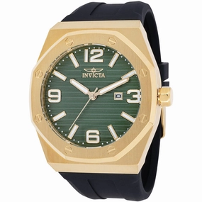 Invicta Men's Quartz Watch - Huracan Green Dial Black Silicone Strap | 45777