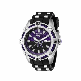 Invicta Men's Quartz Watch - MLB Colorado Rockies Black and Purple Dial Strap | 43267
