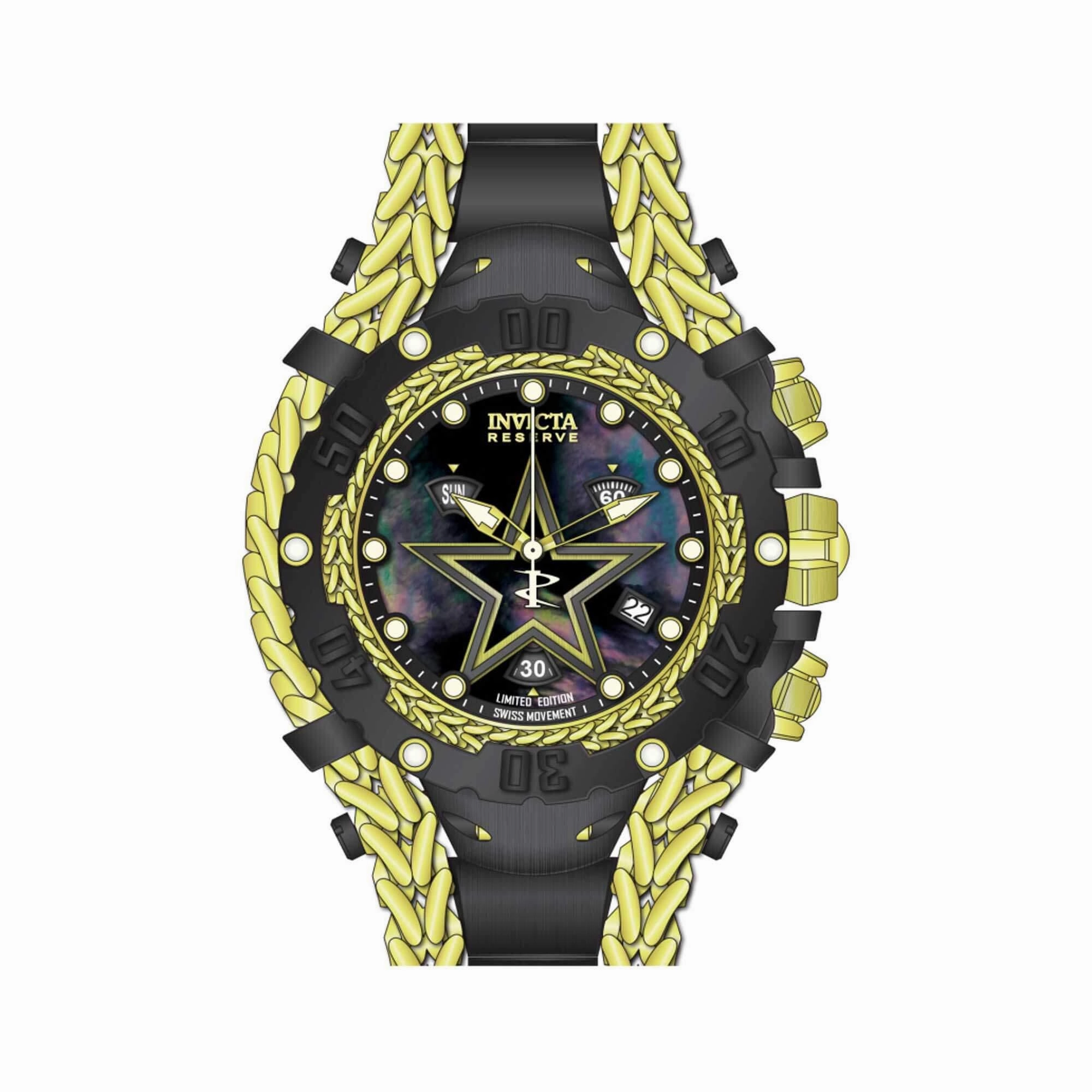 Invicta Men's Quartz Watch - NFL Dallas Cowboys Black and Yellow Gold Bracelet | 41525