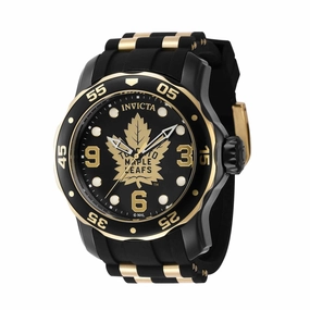 Invicta Men's Quartz Watch - NHL Toronto Maple Leafs Gold and Black Strap | 42326