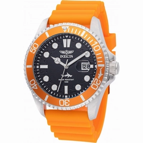 Invicta Men's Quartz Watch - Pro Diver Black Dial Orange Silicone Strap | 47162