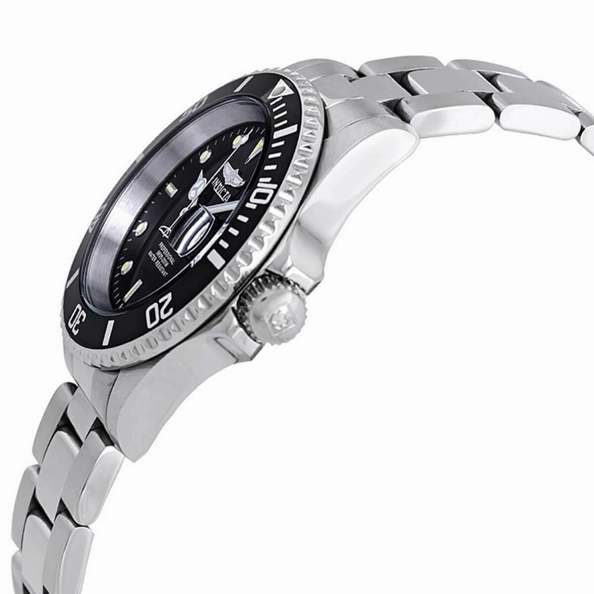 Invicta Men's Quartz Watch - Pro Diver Black Dial Stainless Steel Bracelet | 26970